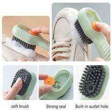 Multi-Function Shoe Brush With Liquid Container - Soft Bristles, Long Handle, Pressure Cleaning, Home Shoe Washing, Easy To Use And Store - Suitable For Cleaning Various Shoe Types, Back To School Supplies
