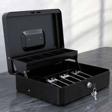 Cashmate Mini Steel Hand Cash Box With Dial Key, Coin Case, And Organizer For Bills, Features Three Spring Clips, Anti-Theft, Approx. 12.2" W X 9.2" D X 3.5" H