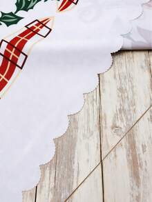 1pc Christmas Tablecloth, Bell & Christmas Tree Design, Waterproof Polyester Tableskirt, Tabletop Decor, Perfect For Christmas Party, Room, Kitchen, Home Decoration - Multicolor - View 11