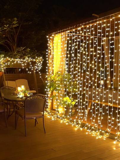 1 件 5 米遥控窗帘灯，户外插电式童话窗帘灯，窗户壁挂灯串，用于圣诞树挂饰、圣诞装饰、家居装饰、房间装饰、卧室背景婚礼派对室内圣诞露台宿舍装饰，暖白色