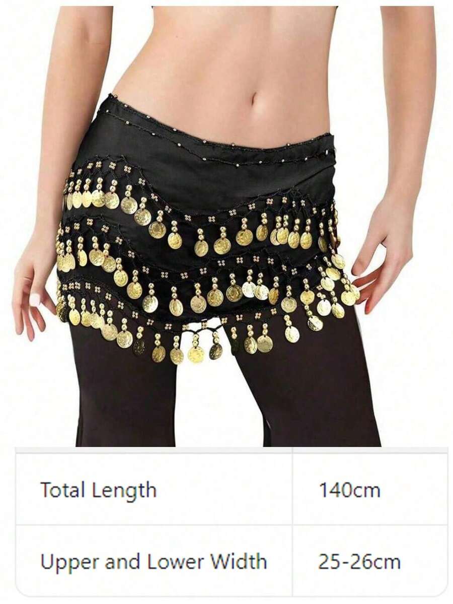 Oriental/ Belly Dance Coin Belt BellyDance Hip Scarf Gold Coin Belly Dance Costume Accessory Dance Coin Belt Perfect For Bohemian Stage Performances - Multicolor - View 1