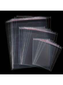 100pcs Transparent Self-Sealing Plastic Bags, OPP Packaging Bags, Reusable Seal, Perfect For Packaging Clothes, Artwork, Gifts, Jewelry, Decorative Packaging, Cards, Dustproof And Moisture-Proof, Suitable For Christmas. - Clear - View 2