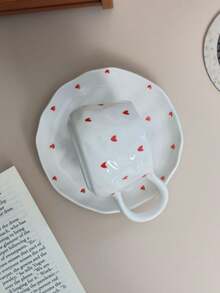 1 zestaw ceramicznych filiżanek do kawy w kształcie serca ze spodkiem, minimalistyczny ceramiczny kubek i talerzyk, ceramiczny kubek, filiżanka do popołudniowej herbaty, talerzyk na przekąski, domowy kubek na wodę, kubek prezentowy, odpowiedni na każdą porę roku