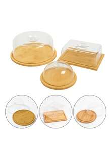 Kit Mesa Posta Em Bambu Boleira Queijeira E Porta Frios 3pç