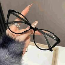 Cat Eye Fashion Glasses - Transparent Lenses Women's Decorative Glasses, Fashionable For Daily Wear - màu đen - Xem 1