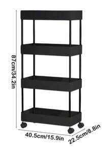 Carro Auxiliar de 4 Niveles, Organizador Portátil de Metal con Canastas Amplias - Negro - Ver 5