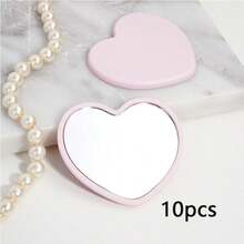 1 pieza/5 piezas/10 piezas/20 piezas/50 piezas Espejo compacto con forma de corazón, espejo portátil para estudiantes, espejo de bolsillo para viajes, espejo de maquillaje con forma de corazón