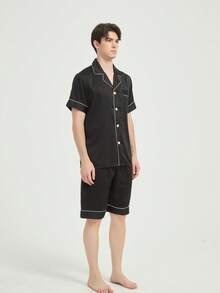 بدلة بيجامة رجالية كاجوال جديدة بأكمام قصيرة وشورت