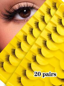 7-10-14-20 pares de pestañas naturales para gatos, pestañas set de pestañas, pestañas postizas, pestañas cómicas, pestañas transparentes y esponjosas, pestañas postizas, pestañas falsas, pestañas esponjosas, grupos de pestañas postizas, pestañas de visón, kits de pestañas kit de extensiones, pestañas esponjosas, pestañas puntiagudas - Negro - Ver 26