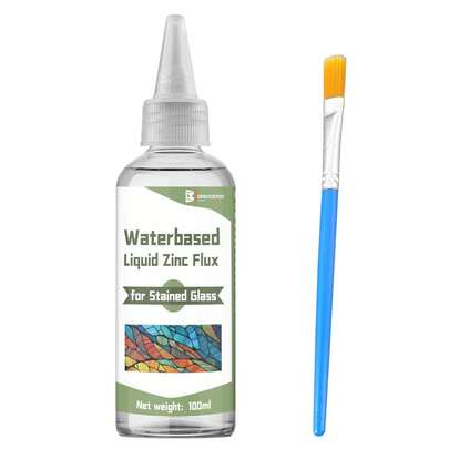 Liquid Flux Soldering - Stained Glass Flux For Soldering Work, Glass Repair And More - Stain Glass Tools And Supplies - Waterbased Liquid Zinc Flux For Stained Glass