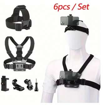 Integrated Sports Camera Kit, Including 6 Products, Head Strap, Chest Strap, Adjustable Installation Compatible With Apple And Android Phones, Enhanced Stability, And Multifunctionality Compatible With IPhone, Android Phone, Gift For Birthday, Family, Friends Phone Holder Phone Stand Phone Accessories