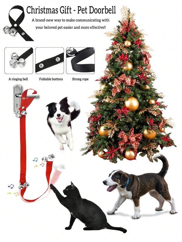 Campana de entrenamiento para perros y gatos con 7 campanas extra fuertes y ajustables para cambiar el ladrido, rasguño y alarma de la puerta cuando salen. Una forma conveniente de entrenar a su cachorro. Accesorios para mascotas, regalo multifuncional, regalo de Navidad
