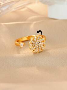 1 PC Luxury Crystal Snowflake Rings For Women Rotatable Fidget Anxiety Adjustable Ring Anti Stress Fashion Jewelry Christmas Gift