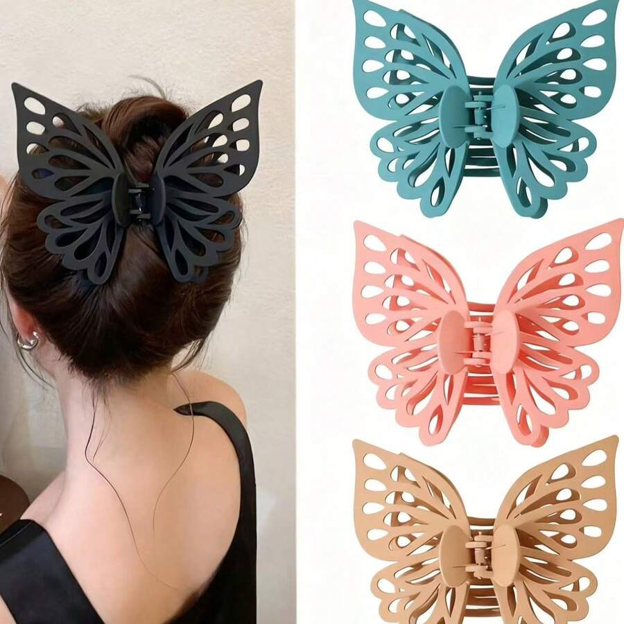 4pcs Women Plain Matte Criss-Cross 8-Shaped Hair Clips, Simple Elegant Chic Hairstyle Accessories For Thin Hair, Medium Size, 2 Beige 2 Dark Brown, Everyday Wear Elegant Claw Clips Casual Hair Claws - Multicolor - View 1