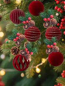 12 quả bóng trang trí Giáng sinh bằng nhung lấp lánh, đồ trang trí cây thông Noel bằng nhung, đồ trang trí bóng Giáng sinh chống vỡ, bộ bóng Giáng sinh màu đỏ tía dùng cho trang trí tiệc cưới Giáng sinh ngày lễ, đồ trang trí treo Giáng sinh, đồ trang trí Giáng sinh cho gia đình, năm mới, quà tặng Giáng sinh - Đỏ - Xem 5