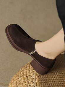 Women's Black French Chic Square Toe Thick Heel Platform High Heel Sandals With Single Strap, Wine Red