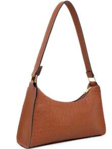 Women's Crocodile Baguette Bag Small Stylish Shoulder Crossbody Bag Small Cheap - 焦糖色 - 查看 2