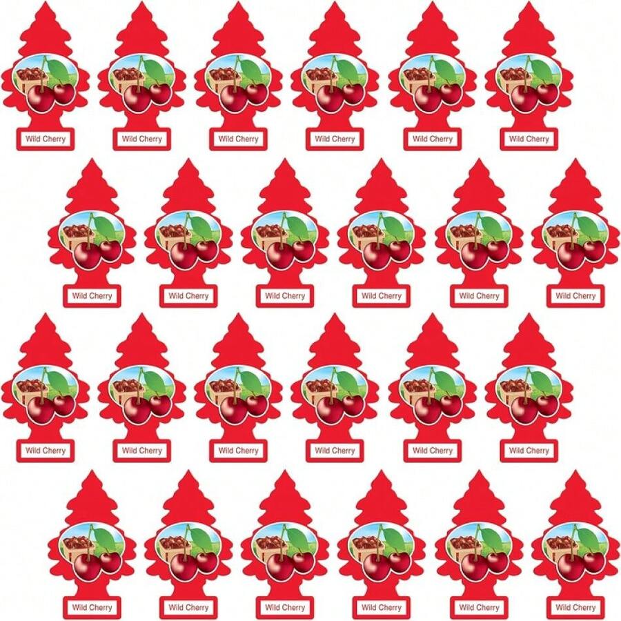 LITTLE TREES Car Air Freshener | Hanging Paper Tree For Home Or Car | Wild Cherry | 24 Pack,19806667 - Đỏ và trắng - Xem 1
