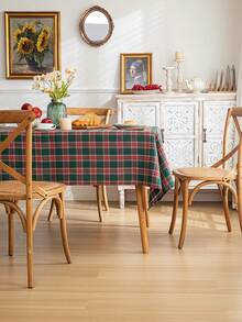 1pc Red & Green Plaid Square Tablecloth, Farmhouse Style Dining Table Cover, Made Of Polyester, Suitable For Kitchen, Dining Room And Christmas Decoration - Red and Green - View 7