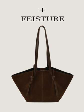 1 件新款绒面革托特包，大容量梯形单肩包，时尚手提包，适合日常外出、约会、通勤