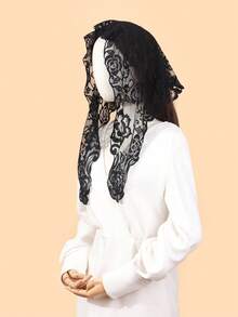 1pc Paisley Pattern Boho Polyester Chiffon Lace Trim Fashion Scarf, Versatile Sun Shawl, Suitable For All Seasons