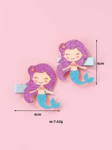 2pcs/Set Frozen Princess Element Hair Clips, Laser Cut Glitter Non-Woven Fabric & Mesh Material, Padded Design, Suitable For Women Daily Hair Decoration
