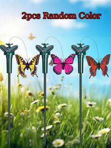 1/2/3/4pcs Solar Flying Butterfly Moving Fluttering Butterfly Decoration Decorative Waterproof Garden Post Centerpiece Suitable For Outdoor Decoration Of Home Yard Path Garden Landscape
