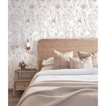 Pink Peel And Stick Wallpaper Floral Wall Paper Modern Boho Contact Paper Bedroom Removable Self Adhesive Wallpaper Bathroom Living Room Papel Tapiz Para Pared 17.3*78. U201D - 17.3 英吋 x 78.7 英吋 + 粉紅色和白色 - 查看 3