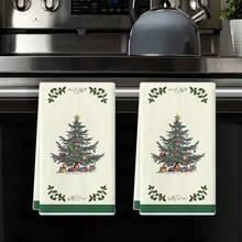 2 piezas Elegantes Toallas de Cocina con Árbol de Navidad Verde, Decoración Navideña, Regalo de Navidad, Super Suaves y Absorbentes Paños de Cocina, Toallas de Té para Cocinar y Hornear, Trapos de Cocina, Toallas de Mano, Decoración de Cocina, Regalo para Vecinos, Regalo para Mamá, Regalo de Cumpleaños, Regalo de Inauguración de Casa para Amigos, Accesorios de Cocina, Decoración, Artículos Esenciales para el Hogar