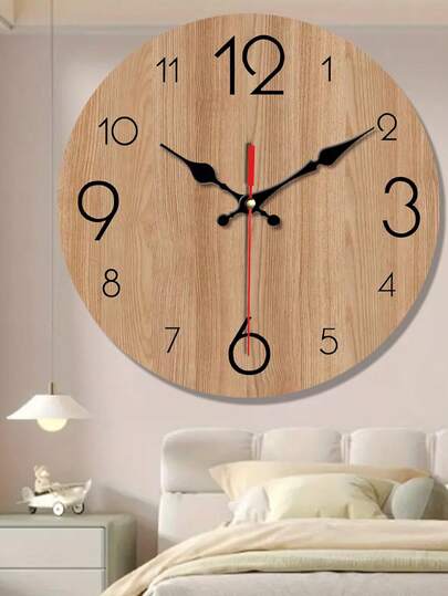 Pc 10 Inch/12 Inch Silent Quartz Wood Wand Klok No Ticking, Ideal Living Room, Bedroom, Kitchen, Office Artistic Home Bedroom Timepiece Room view 2