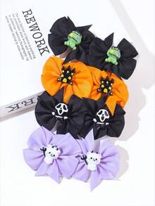 8pcs Kids Cute Floral Cartoon Creative Hair Clips, Fashionable Halloween Party Accessories, No Card Paper Packaging