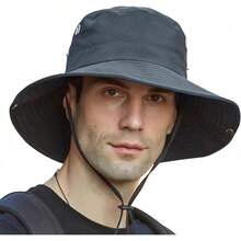 AI-PIKA Sombreros del Sol para Hombre,Sombreros para Hombre con Protección UV UPF 50+,ala Ancha,Impermeables,Transpirables para Ciclismo,Acampar,Pescar,Caminar - gris - Ver 8