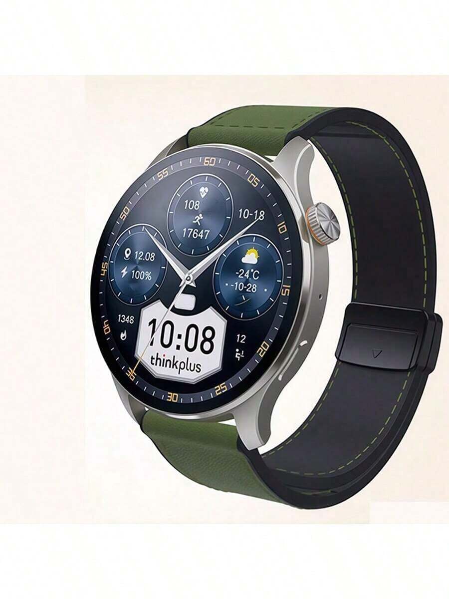 Lenovo Đồng hồ thông minh TW100 PRO có chức năng theo dõi nhịp tim và oxy trong máu, chống nước cho các môn thể thao ngoài trời, gọi điện qua Bluetooth và điều khiển từ xa hồng ngoại, kiểm soát truy cập NFC, thời lượng pin dài để sử dụng trong công việc, màu thiếc - Bạc - Xem 1