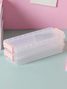 1Pc Transparent Double Layer Stationery Box For Desktop Storage Of Student Learning Supplies School Simple Multifunctional Large Capacity Versatile Personalized Waterproof, Dustproof