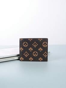 Billetera de hombre, estampado de moda, diseño de flor de ciruelo y geométrico, múltiples ranuras para tarjetas, billetera corta de piel sintética suave PU con monedero con cremallera, regalo de Halloween