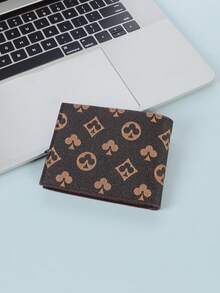 Billetera de hombre, estampado de moda, diseño de flor de ciruelo y geométrico, múltiples ranuras para tarjetas, billetera corta de piel sintética suave PU con monedero con cremallera, regalo de Halloween