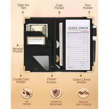 Server Book For Waitress Cute Serving Books With Zipper Pocket Accessories Leather Server Check Book Restaurant Waiter Server Booklet Organizer Ticket Book Holder Lip - Lip - View 3