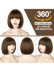 Heat Resistant Chemical Fiber Wigs Daily Wear Women Wigs Sweet Cute Wigs Prom Party Wigs Natural Hair - 棕色 - 查看 7