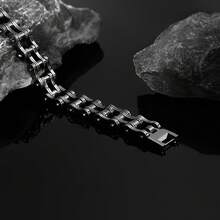 1pc Biker Jewelry Stainless Steel Bike Chain Bracelets All Antique Silver Plated Water Proof Bracelets For Men And Women - Antique Silver - View 9
