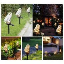 Solar Owl Garden Light - LED Resin Statue, With Matte Metal Finish, Is Very Suitable For Fence, Lawn, Sidewalk And Terrace Decoration, Including Installation Hardware And On/Off Control