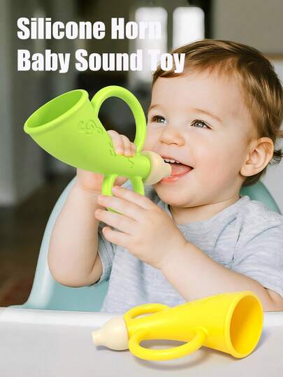 Quderbel Baby Toy, Mini Trumpet Silicone Teether, Infant Whistle Musical Instrument, Silicone Chewable Suitable For 0-1 Year Old Baby Boys And Girls