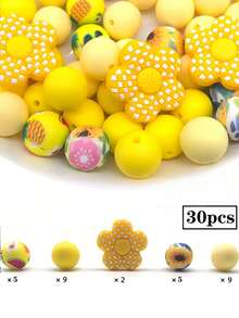 32 hạt silicon hỗn hợp để làm đồ trang sức tự làm - Hoa văn hoa màu hồng, sọc và ô vuông có tâm màu vàng - Hoàn hảo cho vòng cổ, vòng tay, móc chìa khóa và các dự án thủ công, Vật tư dự án thủ công | Kiểu hạt caro | Kết cấu hạt xúc giác, Hạt nhân vật silicon - Nhiều màu - Xem 15