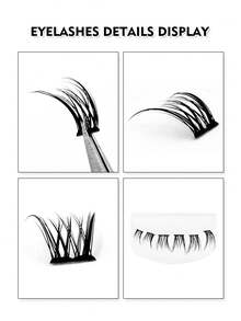 Rikuaild 160根自然逼真的貂毛假睫毛，6-8毫米混合长度，蓬松轻盈，柔软簇状假睫毛，适合日常妆容，可重复使用 - C - 查看 4
