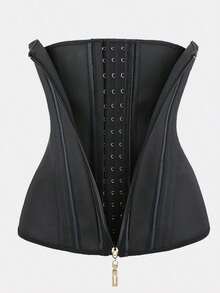 1 pieza Cinturón Faja reductora de cintura con 13 huesos de látex para mujer con ganchos y cremallera, Cinturilla moldeadora 2 en 1 para un mejor entrenamiento de cintura, adecuada para múltiples ocasiones - Negro - Ver 6