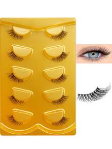 5-20 pares de pestañas naturales para gatos, mechones de pestañas naturales, mechones de pestañas resistentes al agua, pestañas de aspecto natural, pestañas naturales, pestañas de ojo de gato, suministros para extensiones de pestañas., pestañas traseras, pestañas de cuerno 3 / 4 pestañas se pueden reutilizar. - Negro - Ver 7