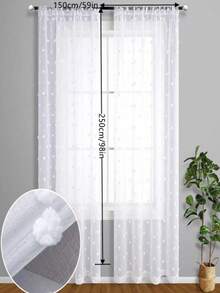 2pcs European And American Minimalist White Fluffy Ball Decorative Sheer Curtains For Kitchen, Living Room, Balcony - White - View 13