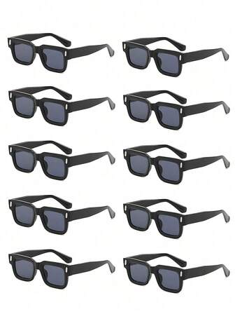 10 piezas Gafas de fiesta retro de los años 80 de invierno, gafas de fiesta cuadradas para adultos, para Halloween, cosplay y eventos festivos (paquete a granel de 10 unidades, gafas negras, accesorios de moda para mujer, atuendos de playa, regalos de negocios casuales, props de fotos de otoño/invierno), decoración de despedida de soltera, regalos de despedida de soltera, fiesta de despedida de soltera, recuerdos de fiesta de novia, recuerdos de boda para invitados, suministros de festival de Halloween, decoraciones de Halloween, decoraciones navideñas