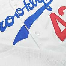 Boyfriend Style Men 42 Jackie Robinson Robinson Jersey Retro Casual Short Sleeves Button Down Boyfriend Style Men's Party Sports Baseball Jerseys White  Elastic Fabric - Delicate Embroidery Retro Sports Style,Fashionable, Casual, Loose Front Buckle, Suitable For Baseball And Casual Themed Activities Baseball Shirt - trắng - Xem 4