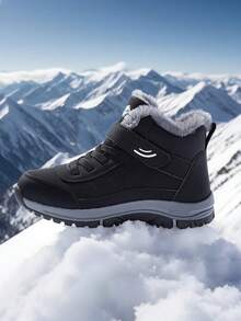 Autumn/Winter Casual Sports Shoes, Teenager & Couple Shoes, Campus Student Outdoor Sports Running Shoes, Hiking Shoes, Snow Boots, Wear-Resistant Anti-, Convenient Hook And Loop Closure - Black - View 1