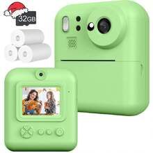 Kids Instant Print Camera Set, Front & Rear Selfie Camera, Supports 1080P Video, Suitable For 3-12 Years Old As Christmas, Birthday And New Year Gift, Portable Travel Print Digital Camera Toy For 6-12 Years Old